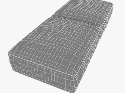 velvet rectangular ottoman 3D model