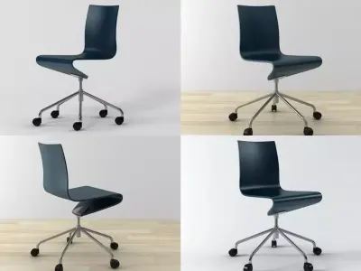 W C S four different office chairs on wheels 3D model