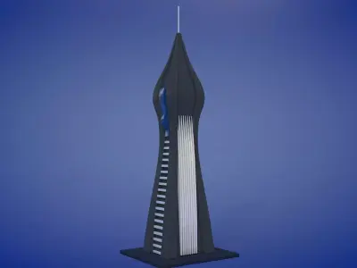 Sci-fi Futuristic Building Low-poly 3D model
