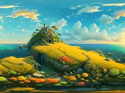 HDRI Cartoon Panoramas Low-poly 3D model