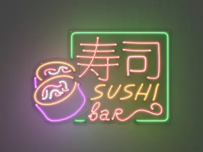 Sushi 2 - Neon Sign 3D model