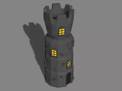 Low-Poly Cartoon Tower Low-poly 3D model