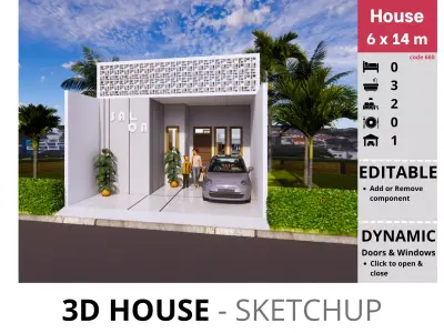 House 6x14m code 660 - Sketchup 3D model 3D model 3D model