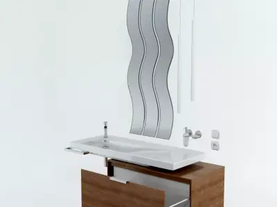 Sink with Mirror Low-poly 3D model