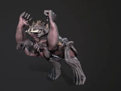 monster demon with claws Low-poly 3D model