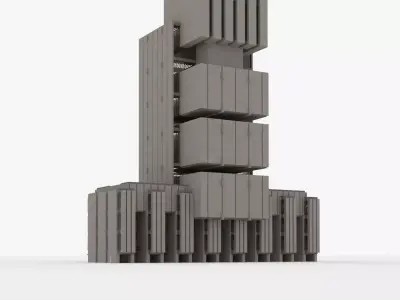 Brutalist Building 02 Low-poly 3D model