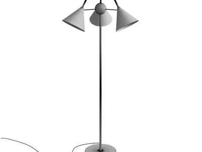 Floor lamp with three cone-shaped glass shades 3D model