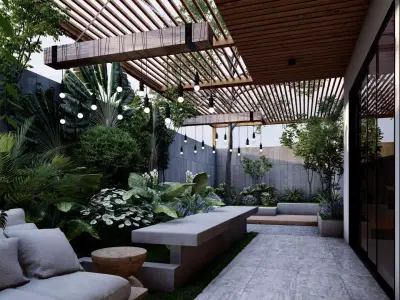 3D Exterior Scene 3D model design garden and landscape 3D model 29