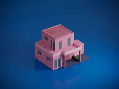 Cartoon Houses Low- Poly Low-poly 3D model