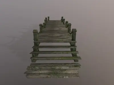 wooden pier  Low-poly 3D model