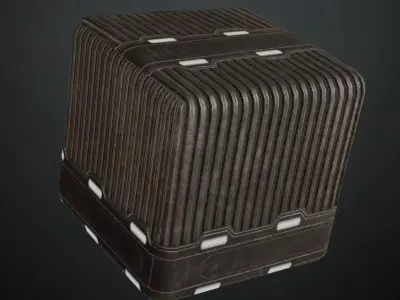 Black Sci-fi Corrugated Metal Panel with Lights PBR Seamless Texture