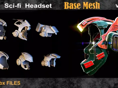 10 Scifi Headset BaseMesh vol18 Low-poly 3D model