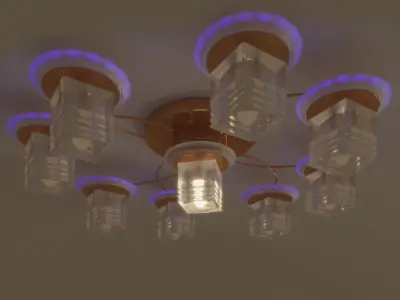 Chandelier ceiling light with six lights Free low-poly 3D model