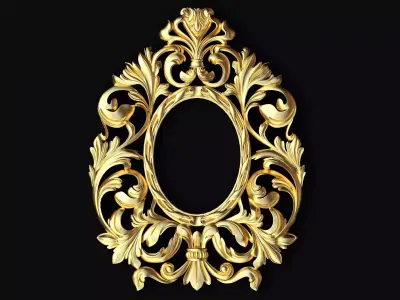 mirror gold ornate frame 3D model 8