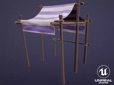 Stylized Small Market Stall Low-poly 3D model