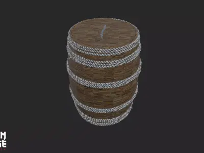 Barrel Reinforced with Rope Bindings Low-poly 3D model