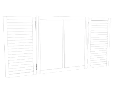 Low Poly Wooden Window Low-poly 3D model