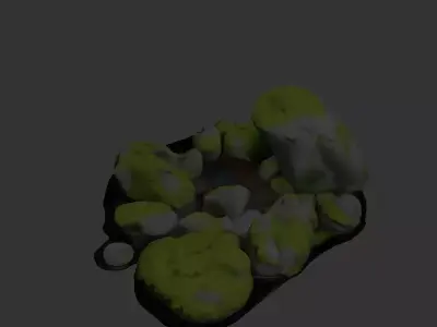 Algae covered rocks  in a stream 3D model