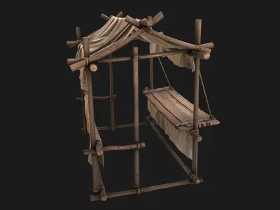 Market Stall Cotton Low-poly 3D model