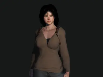 3D REALISTIC HUMAN RIGGED CHARACTER -BACKPACK GIRL-CASUAL OUTFIT Low-poly 3D model