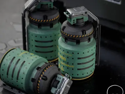 Game ready Sci-fi grenades set  Low-poly 3D model