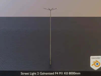 Street Light 2 Galvanized F4 M1 K0 8000mm Low-poly 3D model