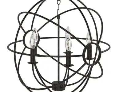 5 Light Orb Chandelier in Rustic Black 3D model