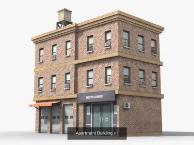 35 Apartment Building Collection Low poly 3D Model Pack