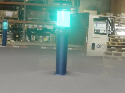 Low-Poly Blue Light Column 21 - Street Light Set-9 Low-poly 3D model