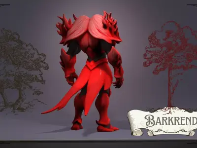 Barkrend Golem Low-poly 3D model