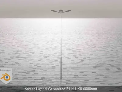 Street Light 4 Galvanized F4 M1 K0 6000mm  Low-poly 3D model