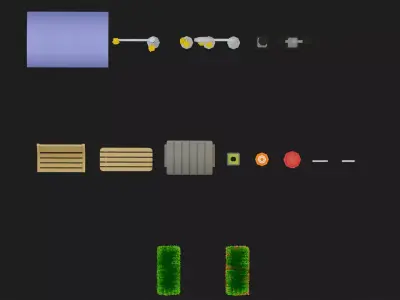 Low Poly City Street Props Pack - 17 Game Ready Assets Low-poly 3D model