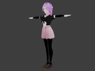 SciFi 3d anime kawaii girl character c25 Low-poly 3D model