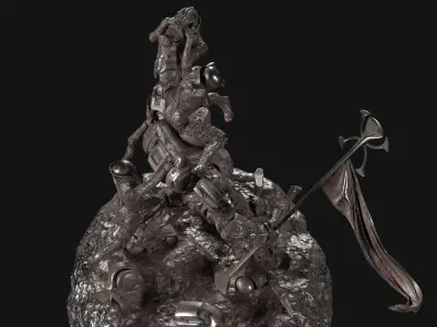  Dystopian War Monument Statue 