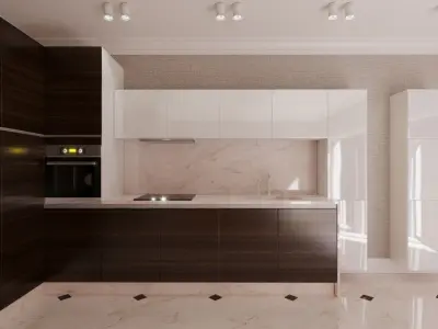 kitchen and studio interior design Low-poly 3D model