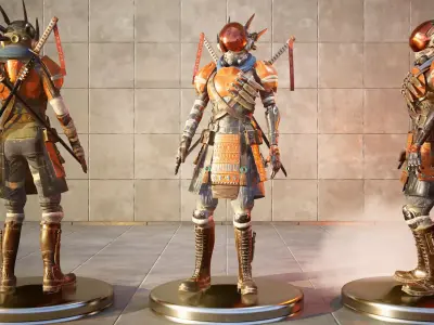 Sci fi Samurai Ninja 3D CG model rigged character 3D model