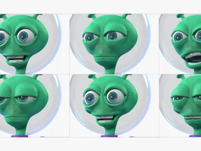 Cartoon Alien Low-poly 3D model
