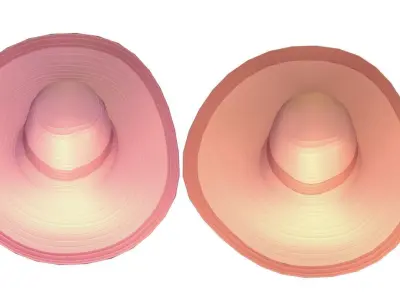 Cartoon High Poly Subdivision Panama Hat Head Wear Headwear Low-poly 3D model