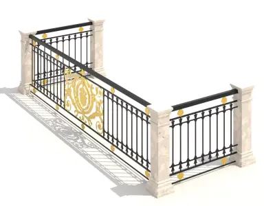 Metal Neoclassical Railing 4 Free 3D model