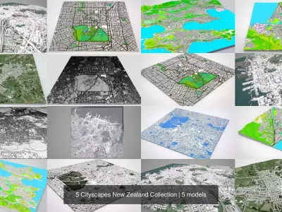 5 Cityscapes New Zealand Collection 3D Model Pack
