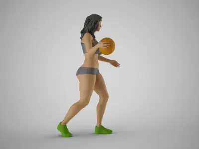 Girl Plays Street Basketball 3 3D print model
