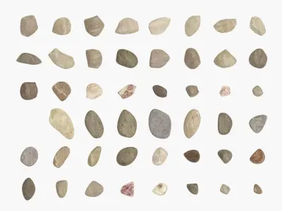 River pebble mix 01 3D model