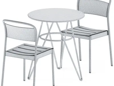 Self Table by TrabA and Linear Steel Side Chair by Muuto 3D model