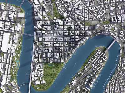 Brisbane - 3D City Model Low-poly 3D model