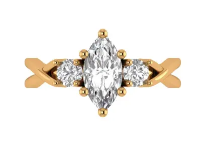 Marquise Solitaire Ring 3D print model shop