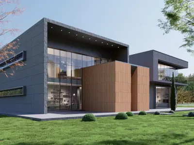 Villa gallery Low-poly 3D model