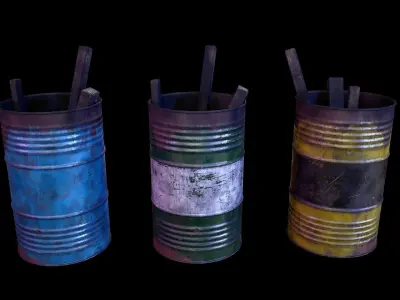 Oil barrel open Game Ready Low-poly 3D model