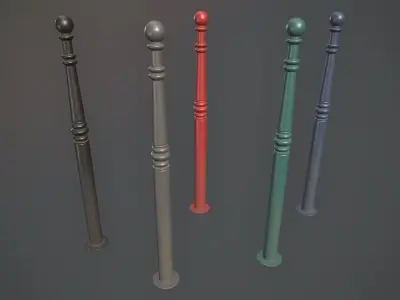 Barrier Bollard Pack 1 v1 Five Color Options Low-poly 3D model