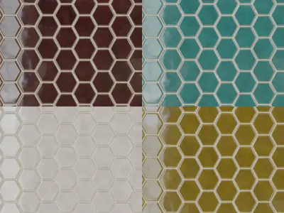Japanese Kikko Hexagon Tile PBR Material - 4 Colors Pack 1 Texture