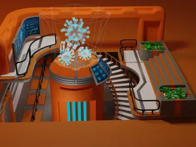 scifi corona virus research centre Low-poly 3D model